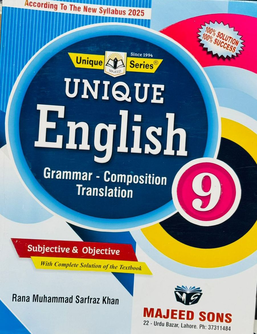 UNIQUE ENGLISH GRAMMER 9TH CLASS - MAJEED BOOK STORE