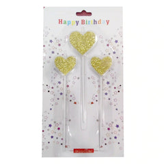 Birthday Candle Love Glitter 3Pcs Pack