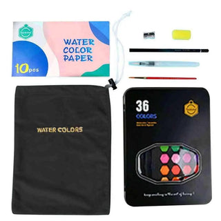 Giorgione 52 Pieces Set With 36 Watercolors Paint Set Brushes Sponges Watercolor Paper Art Drawing