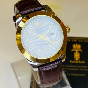 Brown White Palm Leather Rolex Watch