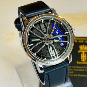 Black Leather Tyre Watch