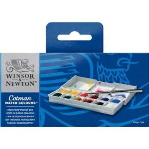 Winsor & Newton Cotman 12 Half Pans Water Colors Sketchers Pocket Box
