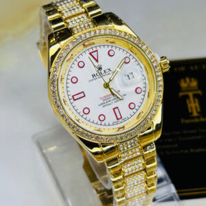 Gold White Iced Date just Watch
