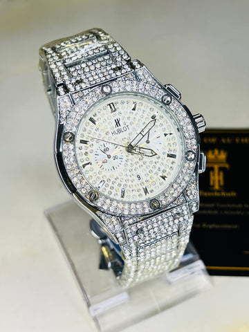 Silver Big Bang Iced Out Watch