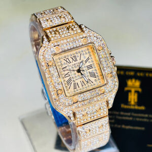 All Rose Gold Square Tank Iced Out Watch
