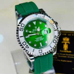 Green Silver Dial Black Yatchmaster Watch