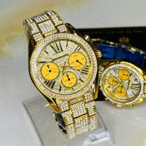 Gold Mk Iced Couple Watches