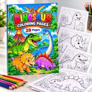Dinosaur Coloring Pages (29 Pages) - Fun Activity Book for Kids"